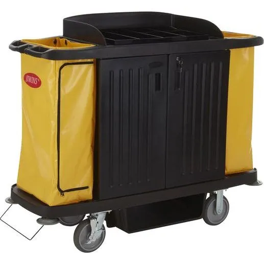 Jiwins Standard Housekeeping Cart Black with Locking Doors 1536x554x1252mm