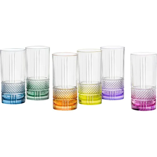Brillante D.O.F Long Drink 369ml Assorted Colours 6pc Set