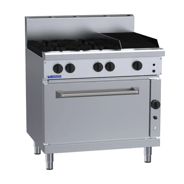 RF-4B3C: 900mm Gas 4 Burner 300mm Chargrill Range & Convection Oven
