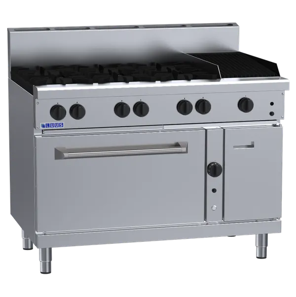 RF-6B3C: 1200mm Gas 6 Burner 300mm Chargrill Range & Convection Oven