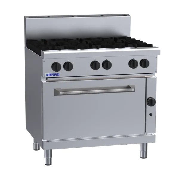 Luus Professional Series 6 Burner Oven Range, 28Mj Open Burners
