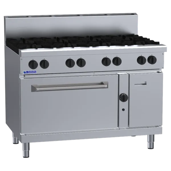 Luus Professional Series 8 Burner Oven Range, 28mj Open Burners With Ffd's, 2/1 Gn French Door Oven, Lpg
