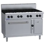 Luus Professional Series 8 Burner Oven Range, 28mj Open Burners With Ffd's, 2/1 Gn French Door Oven,  Lpg