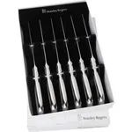 Stanley Rogers Steak Knife Set 6pc in white retail box with black tray holding six stainless steel knives