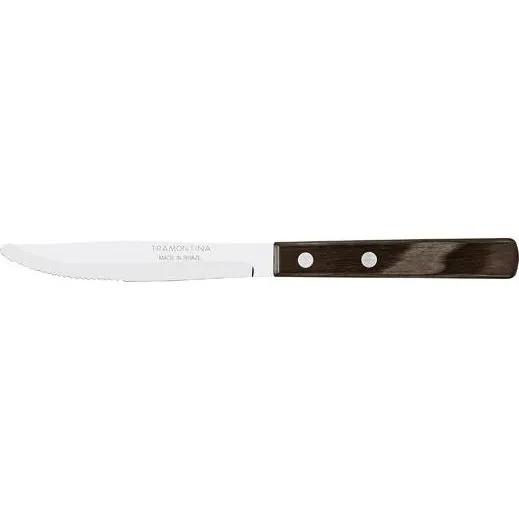 Churrasco Steak Knife Serrated Narrow Blade with Polywood Handle Brown 102mm