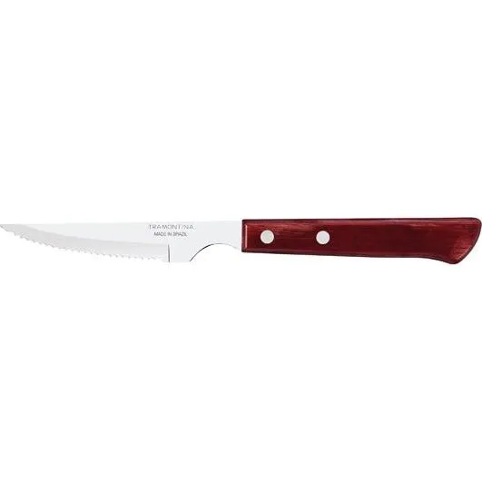 Churrasco Steak Knife Serrated Narrow Blade with Polywood Handle Red 102mm