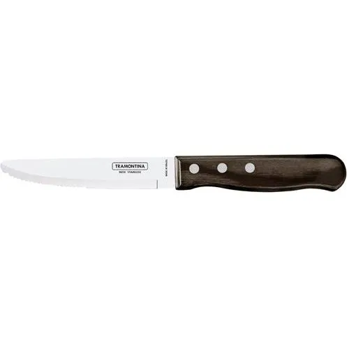 Churrasco Steak Knife Serrated Wide Blade with Polywood Handle Brown 152mm