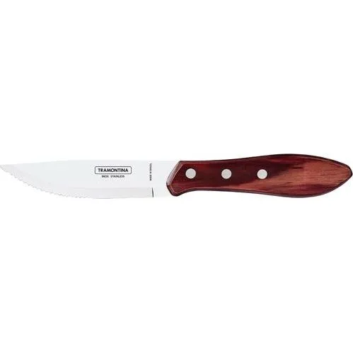 Churrasco Steak Knife Jumbo Serrated Wide Blade with Polywood Handle Red 127mm