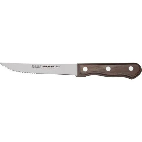 Churrasco Steak Knife Jumbo Serrated Narrow Blade with Polywood Handle Brown 127mm