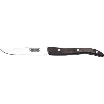 Churrasco Steak Knife Micro Serrated Narrow Blade with Polywood Handle Brown 102mm