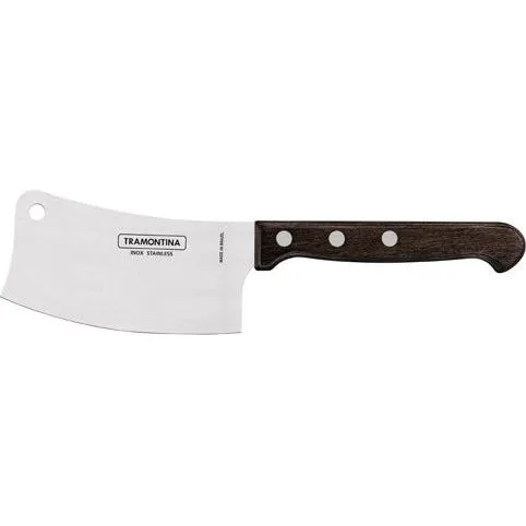 Churrasco Tomahawk Steak Knife Straight Wide Blade with Polywood Handle Brown 102mm