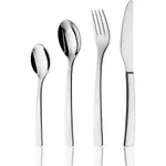 Trenton Torino Butter Knife in a lineup of four polished stainless-steel cutlery pieces on a reflective surface