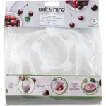 Wiltshire Reusable Silicone Bowl Cover Set of 3 in retail packaging, showing three clear covers with flared rims and a white header card.