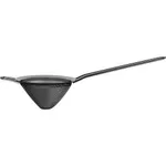 Zanzi Snub Nose Mesh Strainer Gunmetal side profile showing conical wire mesh bowl and slender handle