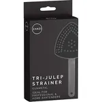 Zanzi Tri-Julep Cocktail Strainer Gunmetal retail box featuring the brand logo and a graphic of the perforated oval head and long handle.
