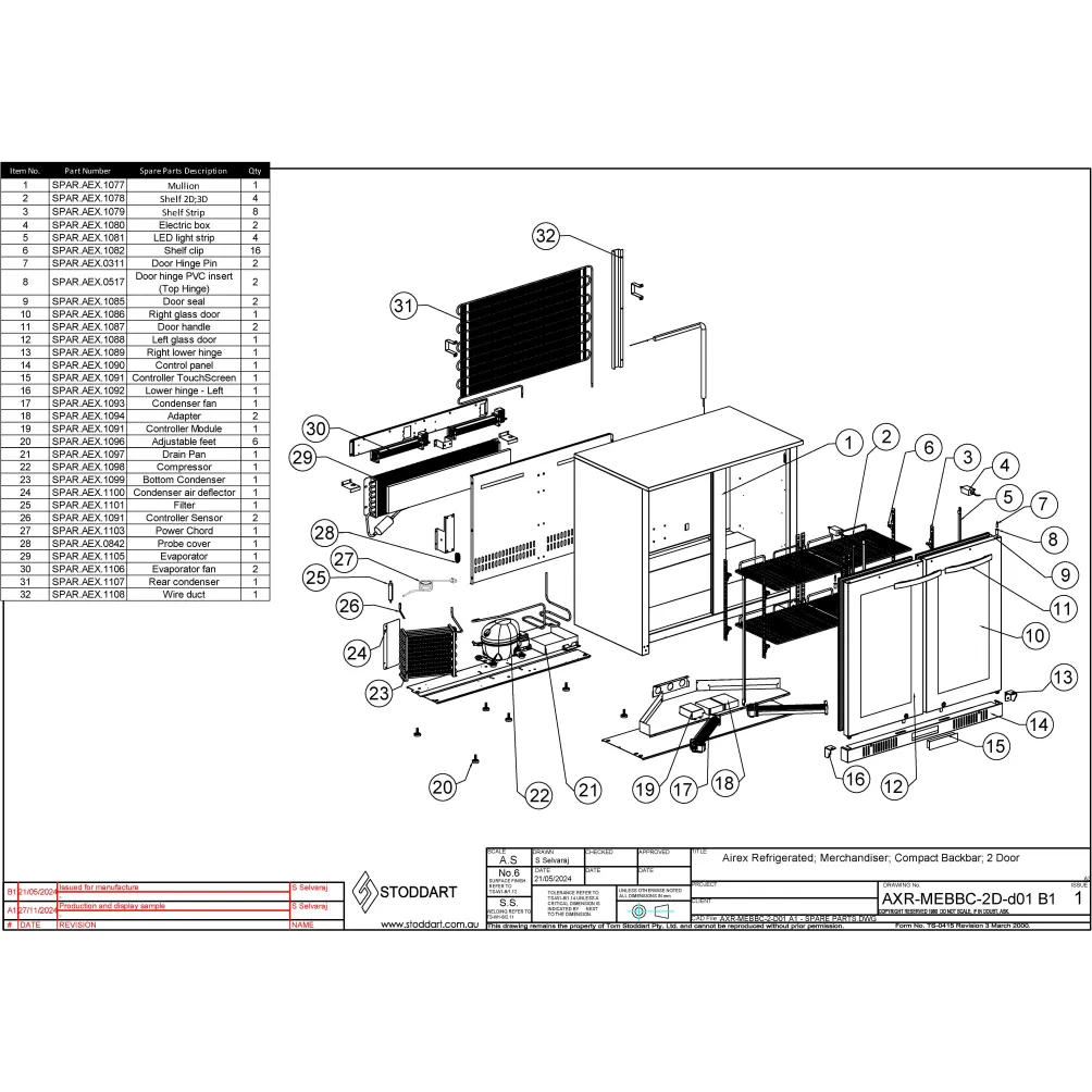 Airex 2 Door Refrigerated Back Bar AXR.MEBBC.2D