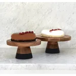 Cake Stand Round Acacia Black Border — 300x130mm