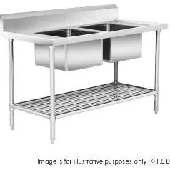 Modular System Double Centre Sink Bench with Pot Undershelf - DSB7-1500C/A