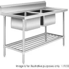 Double Left Sink Bench with Pot Undershelf DSB7-1500L/A