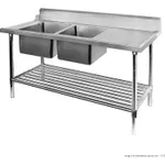 Left Inlet Double Sink Dishwasher Bench - DSBD7-1500L/A