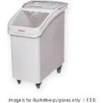 Food Tek 102L bin on castors, side view showing white body, hinged lid, and red logo