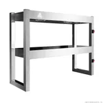 Benchstar Commercial Food Warmer with 4 Lamps Fw4l from a three-quarter angle, featuring a stainless steel frame and two red rocker switches.