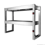Benchstar Commercial Food Warmer with 4 Lamps Fw4l from a three-quarter angle, showing stainless steel tiers and red rocker switches.