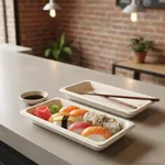 PakMax 6.5"*3.5"*0.8" Sugarcane Sushi Tray - ST-04