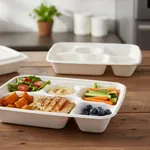 PakMax Sugarcane 6-Compartment Lunch Tray - LT-61