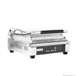 Benchstar Electric Grill Station Gh 816 in a three-quarter view, showing the stainless steel body, black handle, and front control panel with numbered buttons.