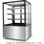 Bonvue Heated Display Cabinet H Sf830v in a three-quarter view, showing the stainless steel base and glass enclosure with four empty wire shelves.