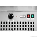 Close-up of the Bonvue Heated Display Cabinet H Sf840v stainless steel control panel with black temperature dial and red and green rocker switches.