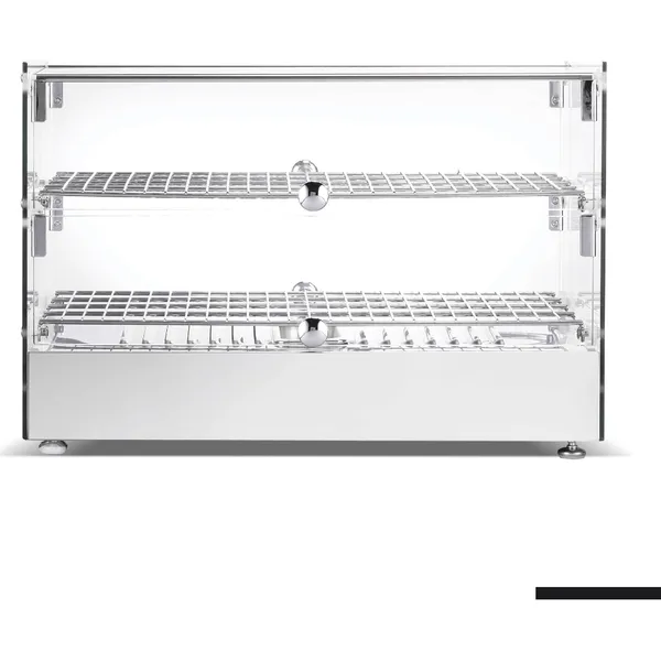 Bonvue stainless steel countertop food warmer with glass door and two wire shelves