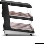 Bonvue Heated Passthrough Warmer Hwb2 152 from a three-quarter angle, showing the black two-tier frame with wire racks and silver base.