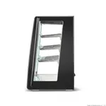 Bonvue Chilled Angled Counter Top Food Display side profile with sloped glass, three wire shelves, and matte black casing