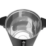 Apuro Water Boiler Matt Black top-down view showing polished stainless-steel interior, central divider, and MAX fill line
