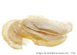 Dito Sama P4U Stainless Steel Slicing Disc 2mm in use, showing a stack of thin, translucent, pale-yellow and white food slices.