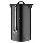 Apuro Water Boiler Matt Black front view showing the tall cylindrical body, chrome water gauge, and base control panel.
