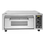 Apuro Firestone Pizza Oven front view with stainless steel top, sliding door, and control panel with dials