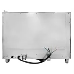 Apuro Bakery Convection Oven rear view showing stainless-steel panel, exposed multi-coloured wires, and adjustable feet.
