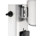 Apuro Single Spindle Drinks Mixer close-up showing brushed stainless steel base, black rotary speed switch, and metal clamp bracket.