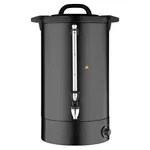 Apuro Water Boiler Matt Black front view showing cylindrical body, transparent water tube, and rotary control knob with green light.
