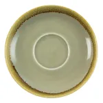 Olympia Kiln Moss Saucer top-down view showing pale sage interior and textured moss-green rim