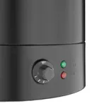 Close-up of the Apuro Water Boiler Matt Black 40Ltr control panel, featuring a rotary dial and green and red indicator lights.