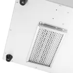 Apuro Heavy Duty Induction Hob underside close-up showing silver brushed-metal chassis, perforated ventilation grille, and black rubber feet.