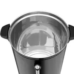 Apuro Water Boiler Matt Black 20Ltr, close-up top view showing polished stainless steel interior with MAX fill line and matte black exterior.