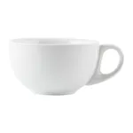 Olympia Athena cappuccino cup side profile close-up showing white ceramic material and curved handle