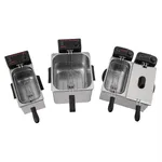Caterlite Light Duty Fryer group shot showing single and dual-tank models with black control panels and wire mesh baskets