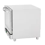Apuro Convection Oven with Steam, three-quarter side view showing stainless steel body, glass door, and control panel