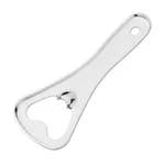 Close-up of the Olympia Crown Bottle Opener, a polished silver metal tool with a curved handle and a raised lever for removing caps.